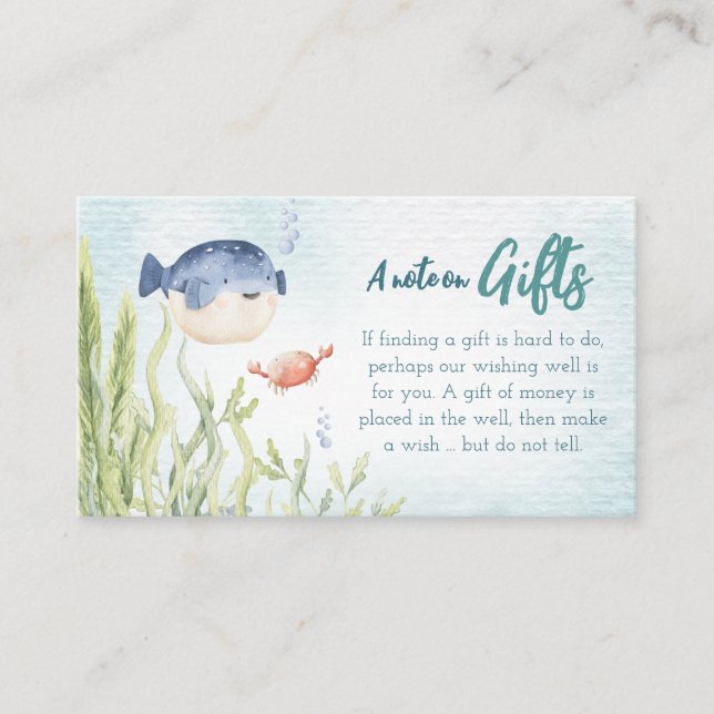 D'accompagnement Sous la carte Baby shower de note-cadeau de mer (Devant)