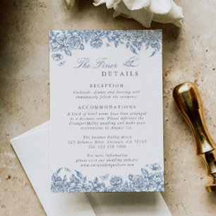 D'accompagnement Toile Bleue Détails Mariage Carte Boîtier Floral