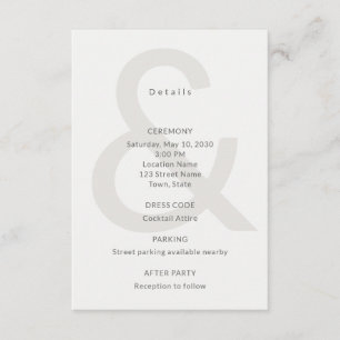 D'accompagnement Typographie éditoriale Carte de détails de mariage