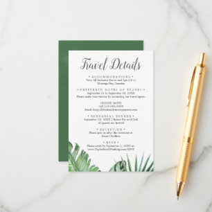 D'accompagnement Wild Tropical Palm Détails de voyage Carte de boît