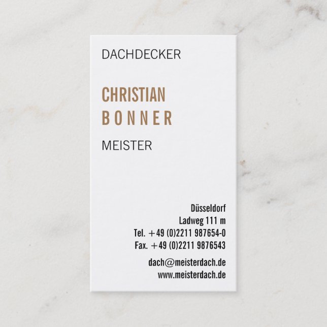 Dachdecker Visitenkarten Business Card (Front)