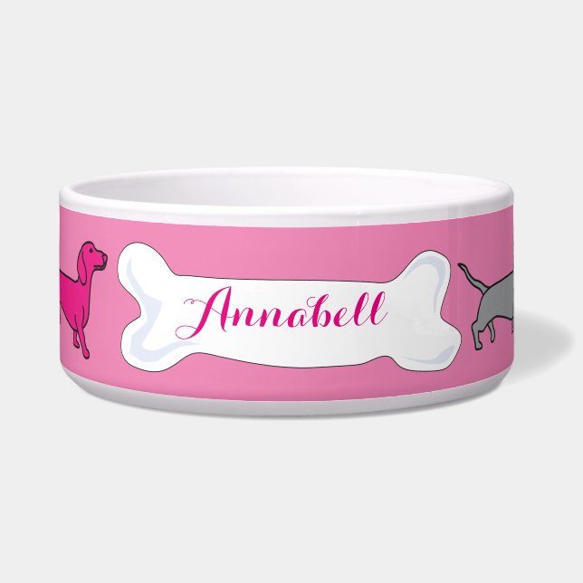 DACHSHOUND Customizable Name Dogfood Pet Bowl (Front)