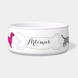 DACHSHOUND Customizable Name Dogfood Pet Bowl
