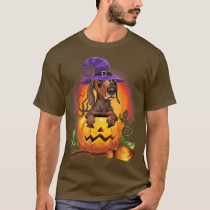 Dachshunch Witch Pumpkin Halloween Dog Lover Cost T-Shirt
