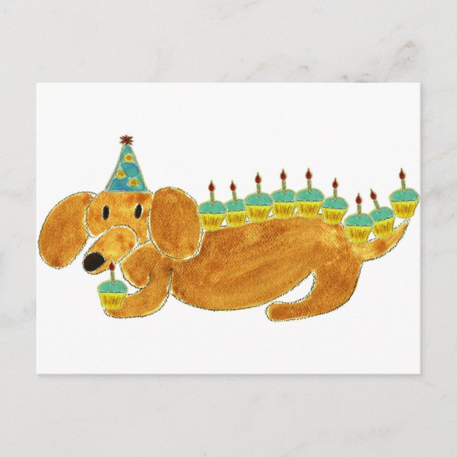 Dachshund 10 Cupcakes Postcard (Front)