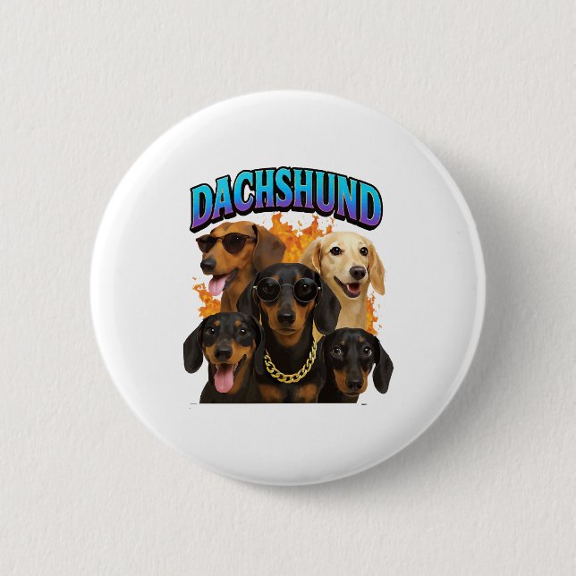 Dachshund  2 inch round button (Front)