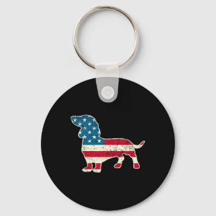 Dachshund 4th Of July American Flag Dog Lovers Men Keychain