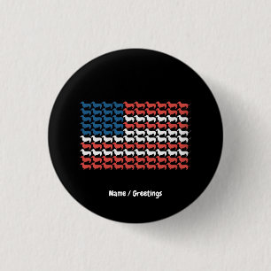 Dachshund 4th of July American Flag Patriotic  1 Inch Round Button