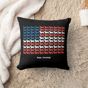 Dachshund 4th of July American Flag Patriotic Throw Pillow