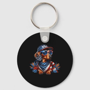 Dachshund 4th Of July Patriotic Dog Dachshund Four Keychain