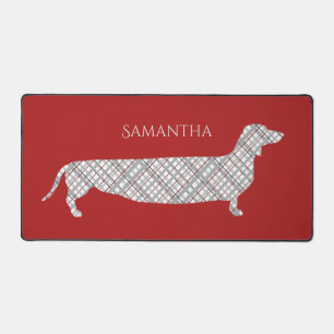 Dachshund à carreaux sur fond rouge personnalisé