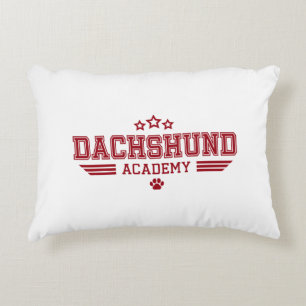 DACHSHUND ACADEMY STARS RD/WH ACCENT PILLOW
