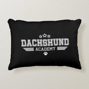 DACHSHUND ACADEMY STARS WH/BK ACCENT PILLOW