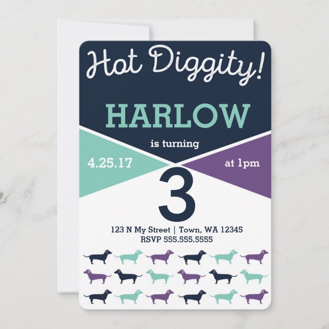 Dachshund aka Wiener Dog  Birthday Invitation (Front)