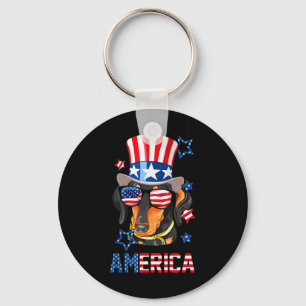 Dachshund America Dog Doxie 4th Of July Tee Keychain