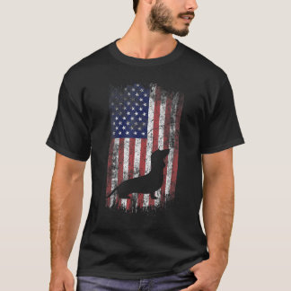 Dachshund American Flag Usa Patriot Dog T-Shirt