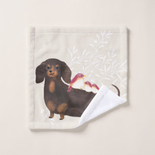 Dachshund and Birds Family Bath Towel Set