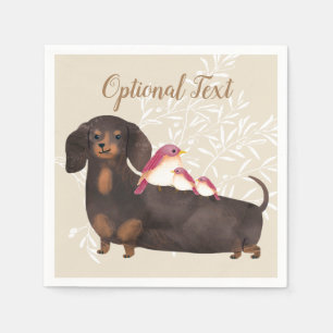 Dachshund and Birds Family Napkin