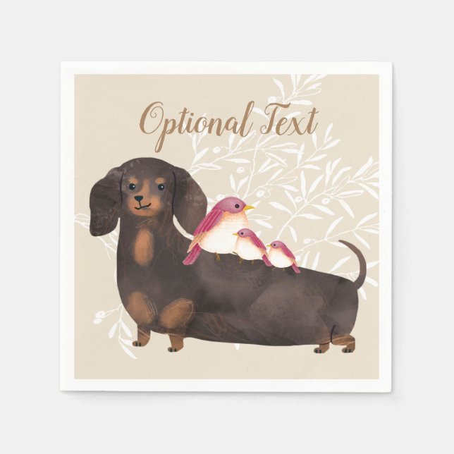 Dachshund and Birds Family Napkin (Front)