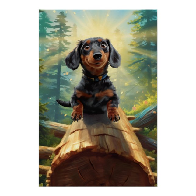 Dachshund And Butterfly Chase Adventure Poster (Front)