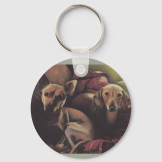 Dachshund and Chihuahua Snuggle Keychain