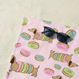 Dachshund and Doughnuts Beach Towel Pool Side