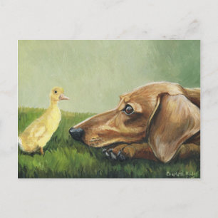 "Dachshund and Duckling" Postcard