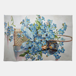 Dachshund and Forget-Me-Nots Kitchen Towel