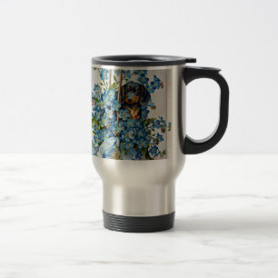 Dachshund and Forget-Me-Nots Travel Mug