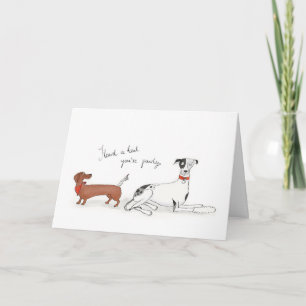 Dachshund and greyhound get well card