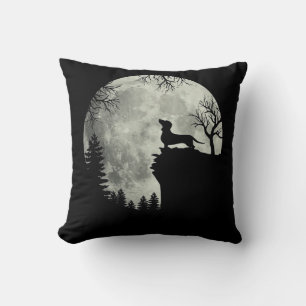 Dachshund And Moon Halloween Throw Pillow