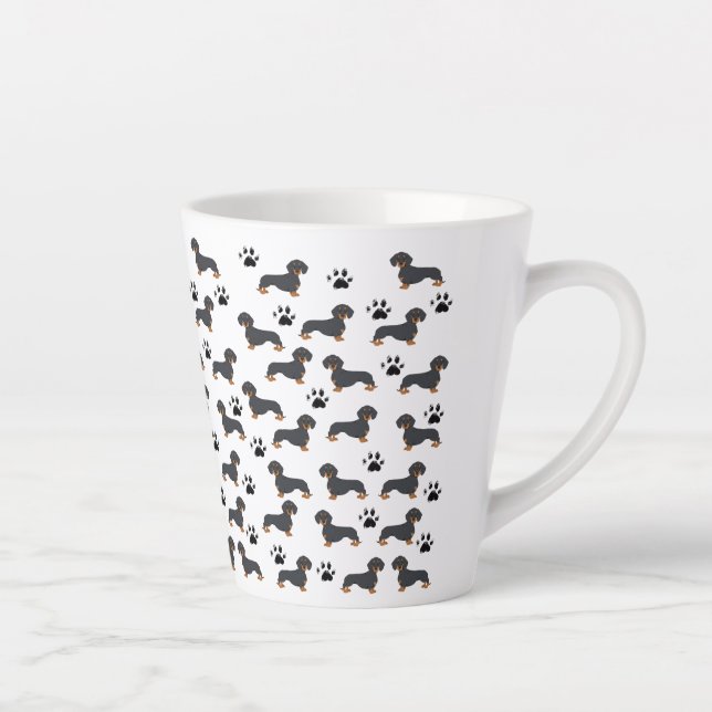 Dachshund and Paw Print Pattern Mug (Right)