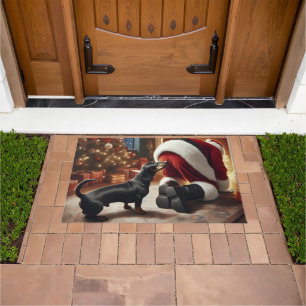 Dachshund and Santa Doormat