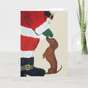 Dachshund And Santa Holiday Card