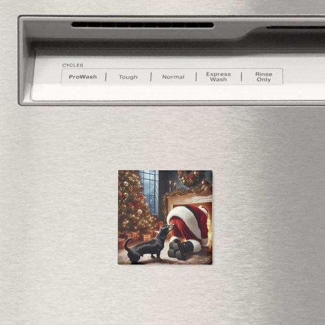 Dachshund and Santa  Magnet (In Situ (Dishwasher))