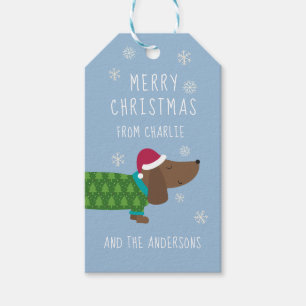 Dachshund and Snowflakes Family Gift Tags