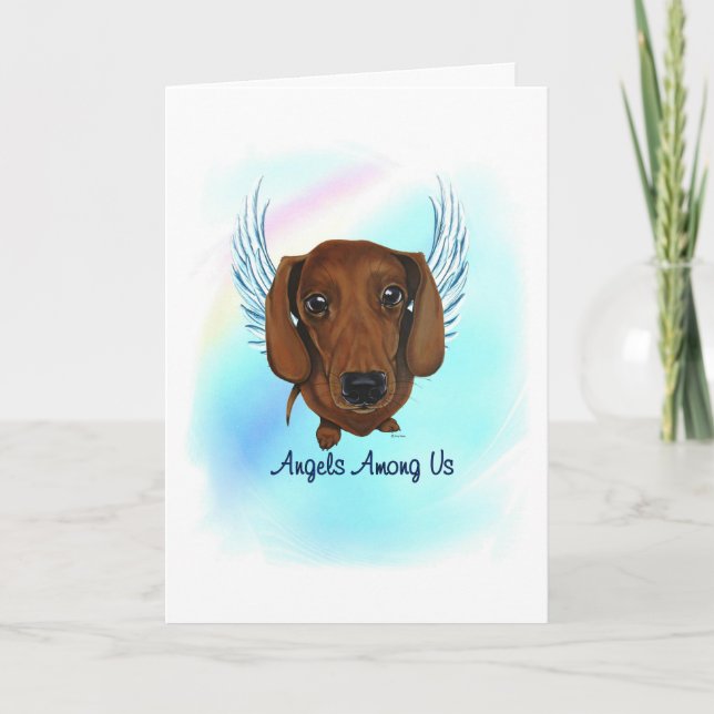 Dachshund Angel Dog Pet Perdre la carte de sympath (Devant)