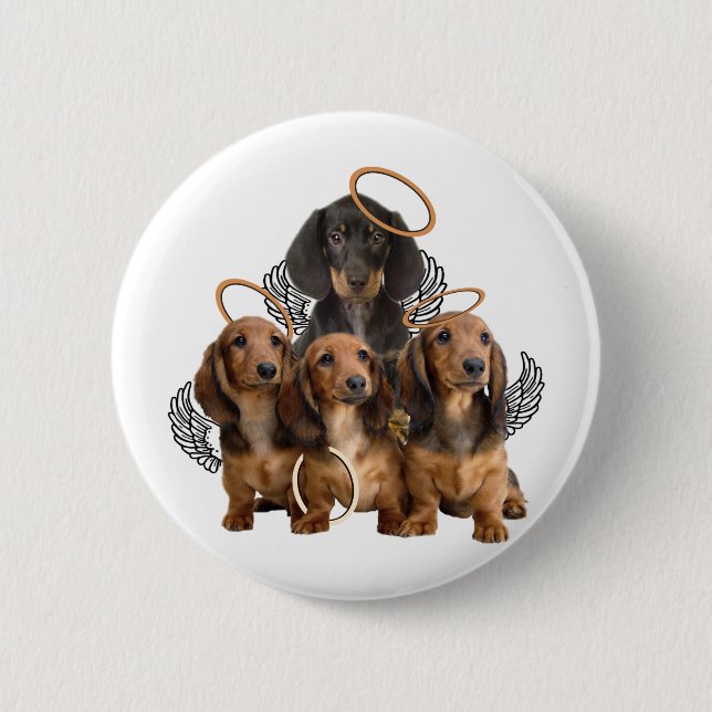 Dachshund angels 2 inch round button (Front)