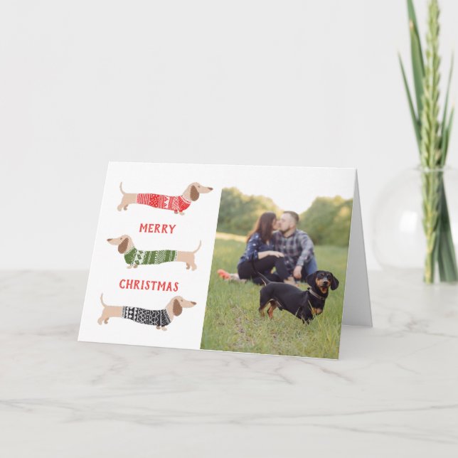 Dachshund Animal Chien Funny Photo Carte de Noël (Devant)
