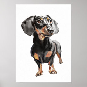 Dachshund Aquarelle, Art mural de chien saucisse