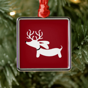 Dachshund Arbre de Noël Ornement Red Reindeer