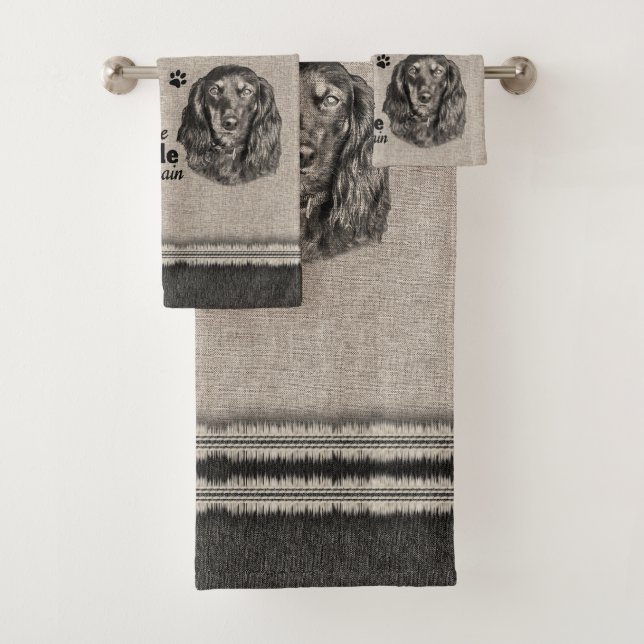 Dachshund art when everything fails quote bath towel set (Insitu)