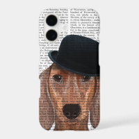 Dachshund avec chapeau melon noir