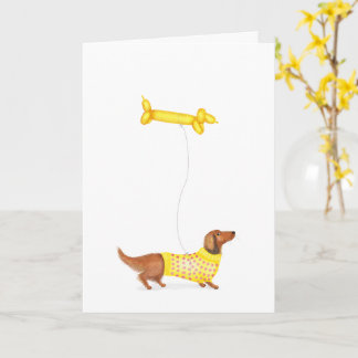 Dachshund avec saucisse chien ballon carte d'anniv