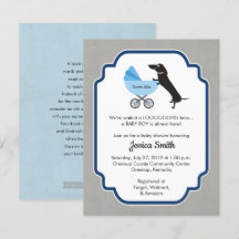Dachshund Baby Shower Boy Invitation