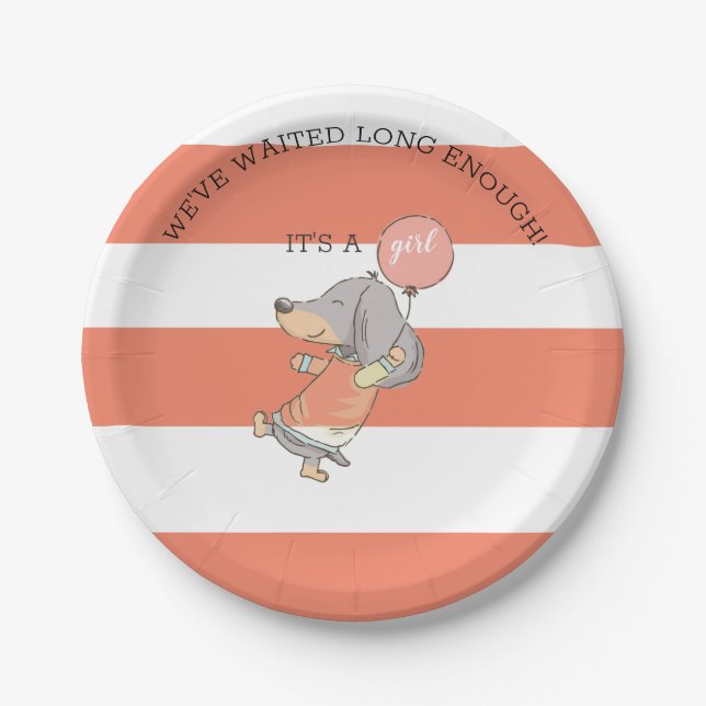 Dachshund Baby Shower Invitation Paper Plate (Front)
