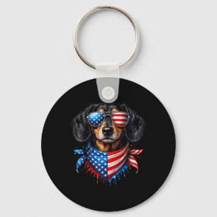 Dachshund Bandana 4th Of July Patriotic Dog Lovers Keychain