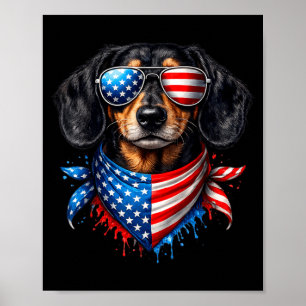 Dachshund Bandana 4th Of July Patriotic Dog Lovers Poster