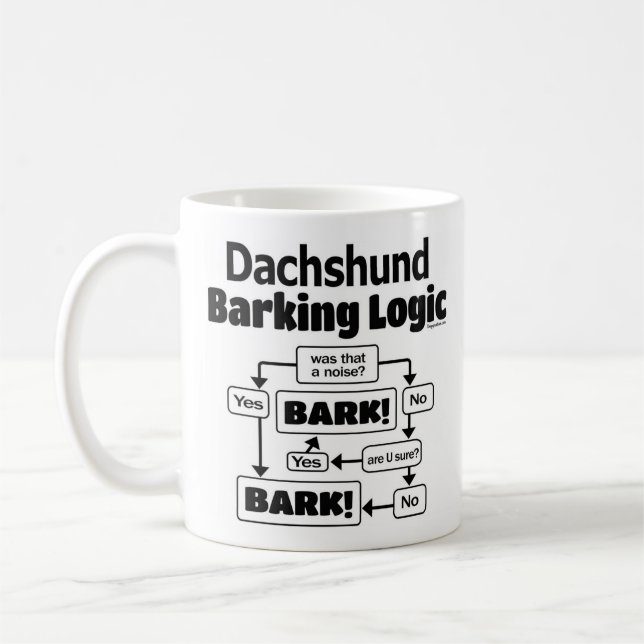 Dachshund Barking Logic Coffee Mug (Left)
