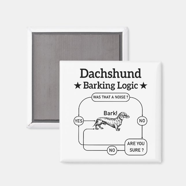 Dachshund Barking Logic Funny Weiner Dog Sarcastic Magnet (Front/Back)